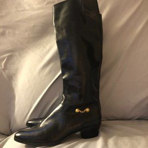 Salvatore Ferragamo Black Leather Riding Boots 7AA